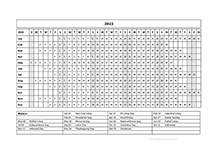 2022 Calendar Template Year At A Glance