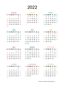 2022 Colorful Yearly Excel Calendar