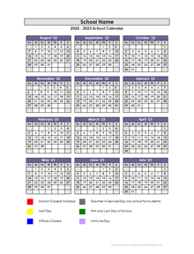 2022 Customizable Yearly Calendar Aug-Jul