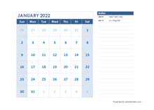 2022 Editable Monthly Word Calendar Template