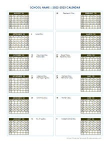 2022 Editable Yearly Calendar Aug-July