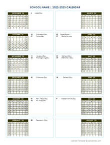 2022 Editable Yearly Calendar Sep-Aug