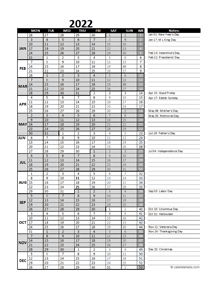 Free 2022 Excel Calendar For Project Management