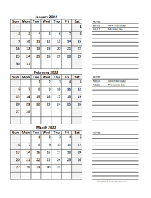 Free 2022 Quarterly Calendar Spreadsheet
