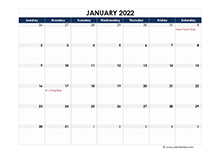 2022 Excel Calendar Spreadsheet Template