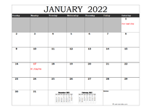 Free 2022 Excel Calendar With US Holidays