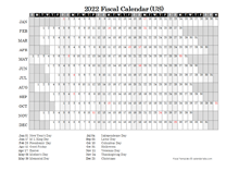 2022 Fiscal Calendar USA