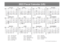 2022 USA Fiscal Quarter Calendar