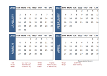 2022 Four Month Calendar with Canada Holidays