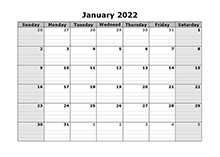 2022 Free Blank Calendar