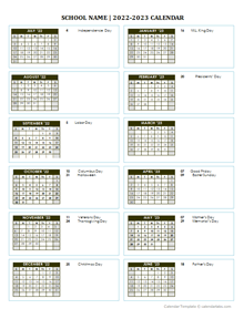 2022 Free School Yearly Calendar Jul