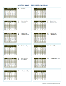 2022 Free School Yearly Calendar Sep