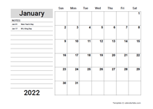 2022 Google Docs Planner With Holidays