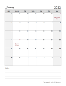 2022 India Calendar Template Large Boxes