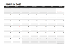 Editable 2022 Monthly Calendar Excel Template