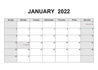 2022 calendar template pdf free download