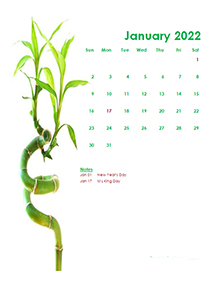 2022 Monthly Calendar Template Green Design