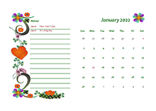 2022 Monthly Calendar Template Design