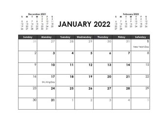 Editable Monthly Calendar 2022 Printable 2022 Word Calendar Templates - Calendarlabs
