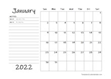 Monthly Calendar 2022 Word Printable 2022 Word Calendar Templates - Calendarlabs