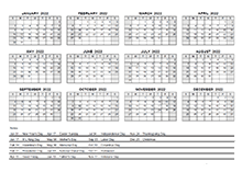 2022 yearly calendar PDF with holidays