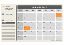 2022 Powerpoint Calendar With Holidays