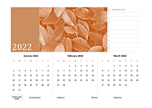 2022 Printable Three Months Calendar