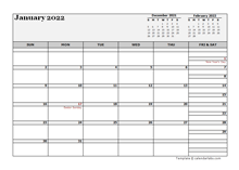 2022 UAE Calendar For Vacation Tracking