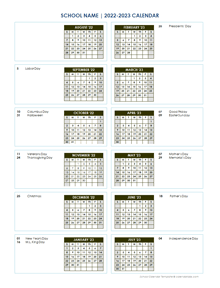 2022 Vertical Yearly Calendar Aug-July