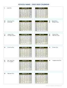 2022-23 School Calendar & Academic Calendar Templates
