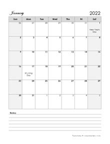 Open Office Calendar Template 2022 Printable 2022 Word Calendar Templates - Calendarlabs