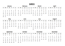 2022 Yearly Blank Calendar Template