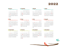 2022 yearly calendar bird template