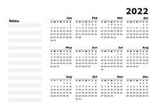 2022 Yearly Calendar Blank Minimal Design