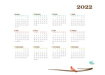 2022 Yearly Editable Word Calendar Template