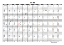 Editable 2022 Yearly Excel Scheduling Calendar