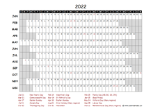 2022 Yearly Project Timeline Calendar Canada