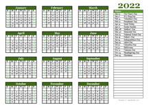 Free Editable 2022 Yearly Word Calendar