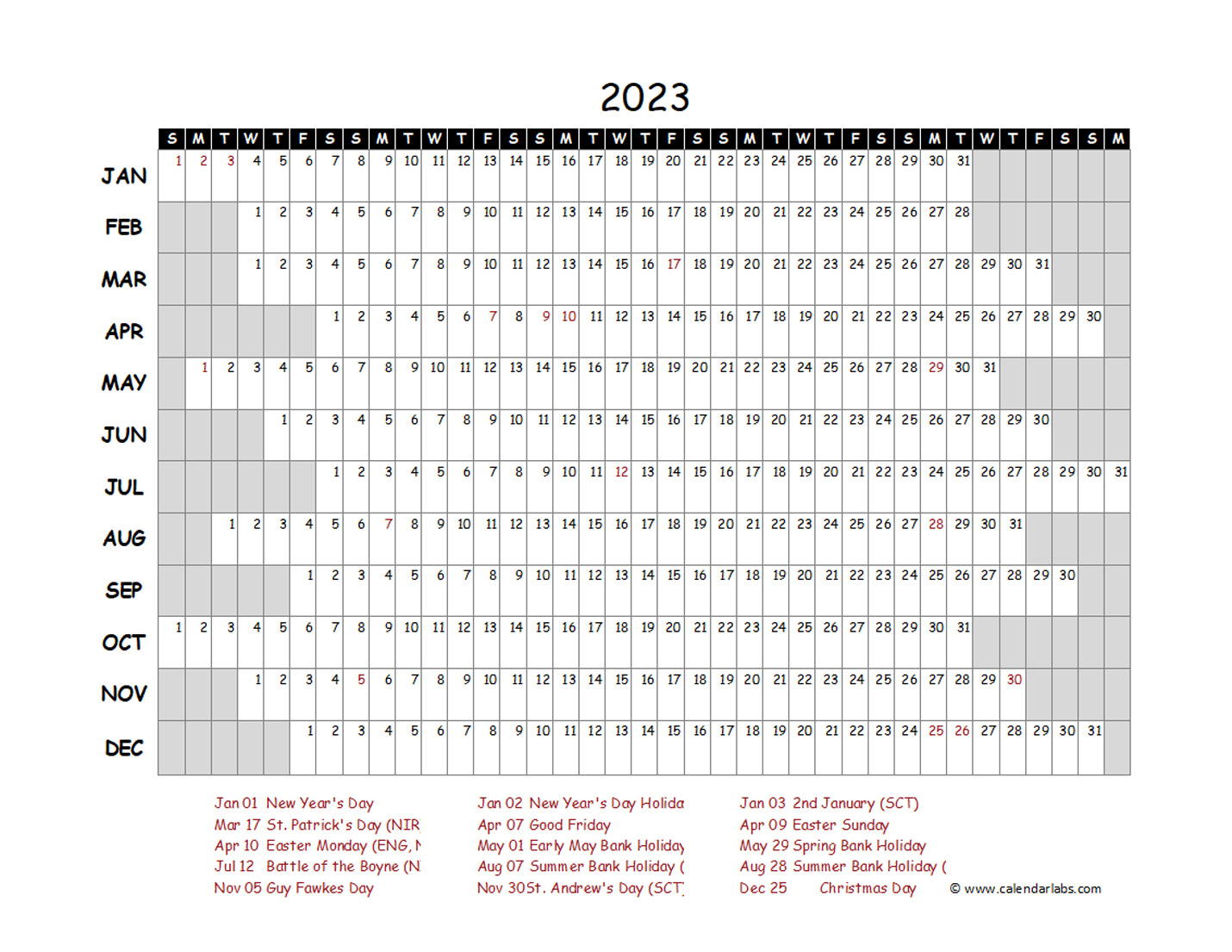 2023 Yearly Project Timeline Calendar Uae Free Printable Templates