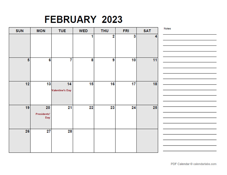 February 2023 Calendar Calendarlabs