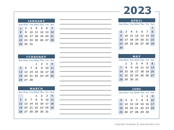 2023 Blank Two Page Calendar Template For 2023