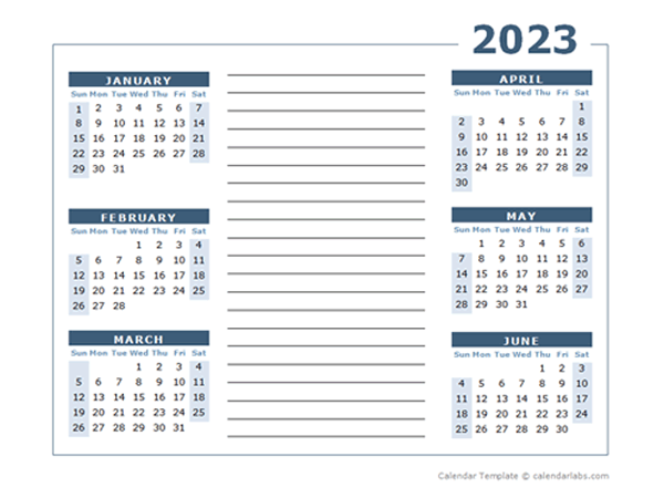 2023 Blank Two Page Calendar Template For 2023 - Free Printable Templates