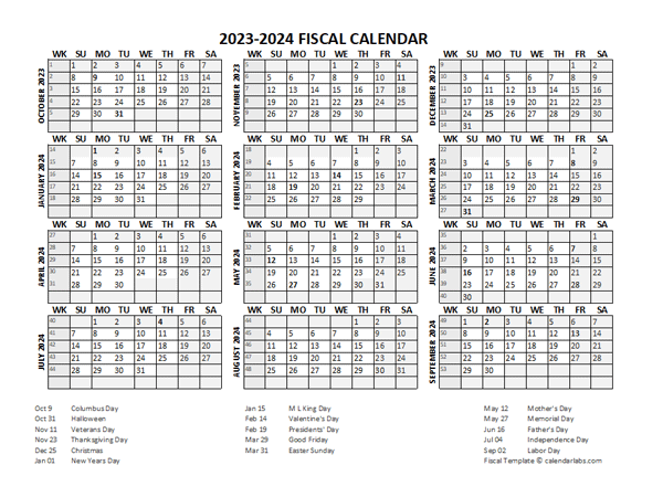 Fiscal Calendar 2023-2024 Templates - Free Printable Templates