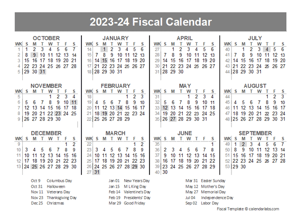 2023-2024 Fiscal Year Quarters Template