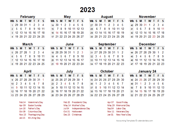 2023 Accounting Period Calendar 4-4-5