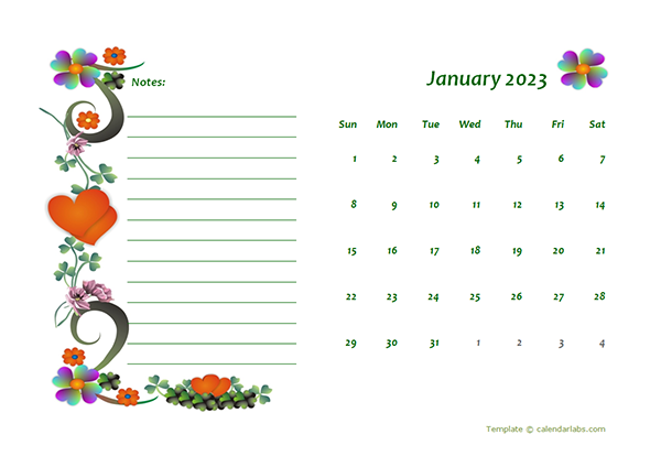 2023 Blank Calendar Design Template