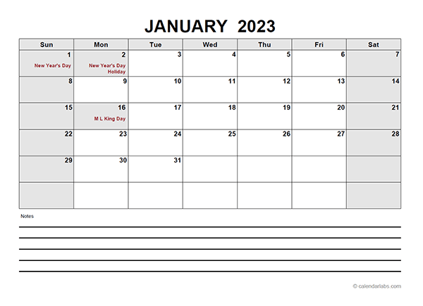 2023 Blank Calendar PDF