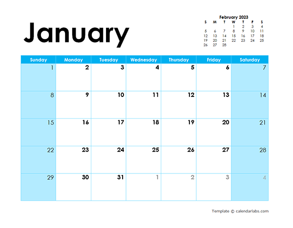 2023 Blank Calendar Colorful Design Free Printable Templates