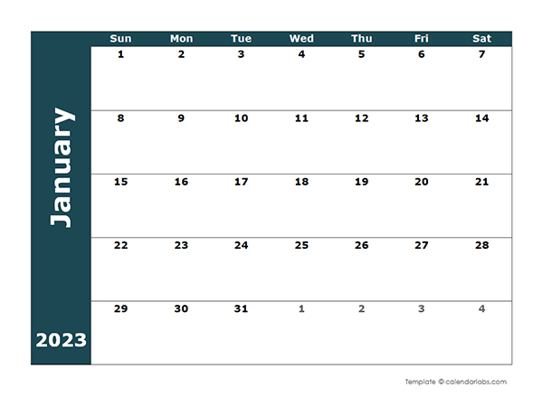 2023 Monthly Blank Calendar