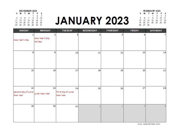 2023 Calendar Planner Hong Kong Excel